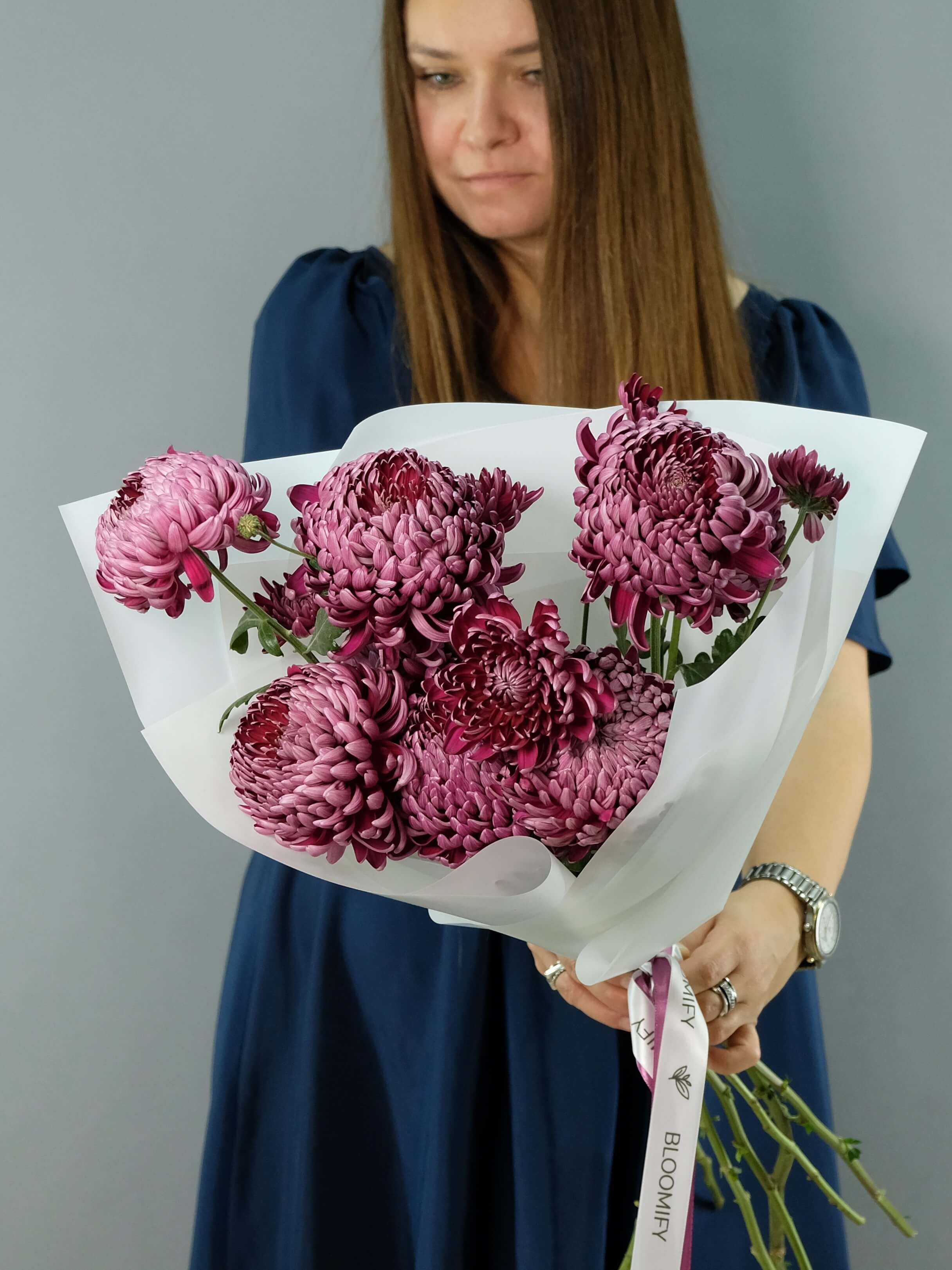 Хризантемы Бигуди Бургунди