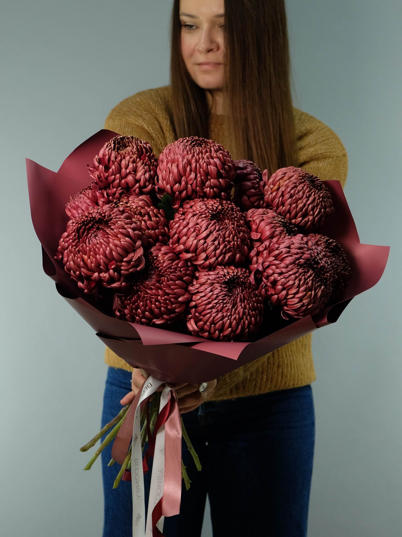 Хризантемы Бигуди Винные