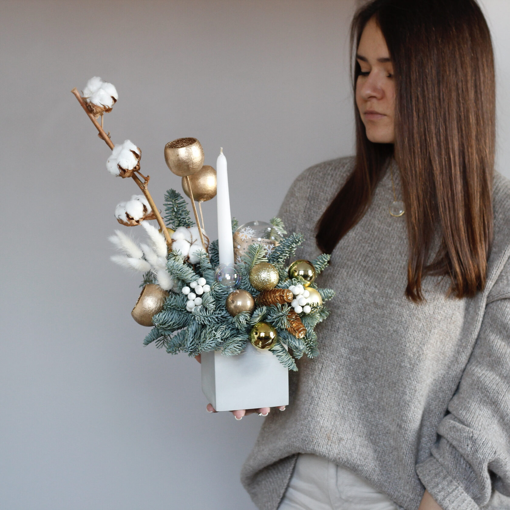 Новогодняя композиция Белое золото