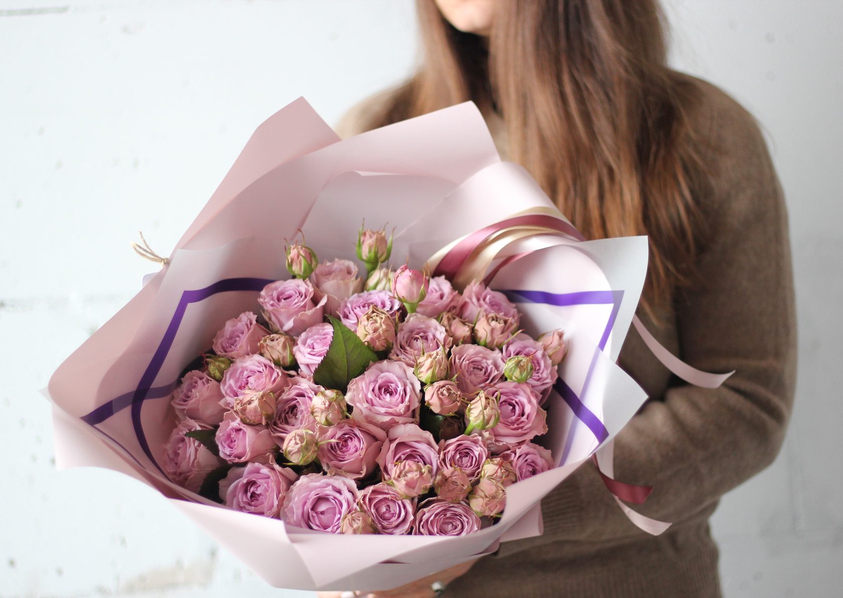 Лиловые пионовидные розочки