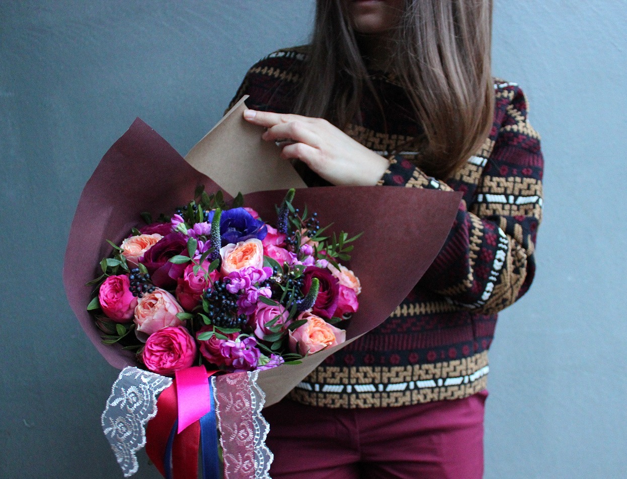 Букет с розами Пинк Пиано